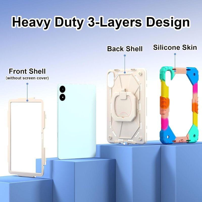 Capa Xiaomi Redmi Pad 2 Multicolor com Suporte Giratório para crianças, características