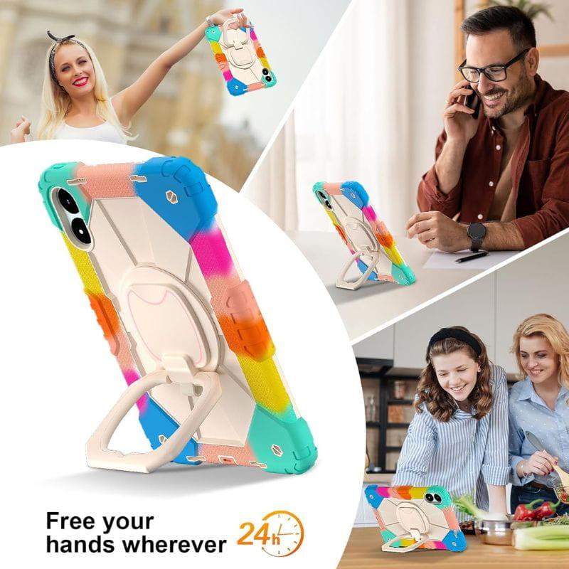 Capa Xiaomi Redmi Pad 2 Multicolor com Suporte Giratório para crianças, imagem real