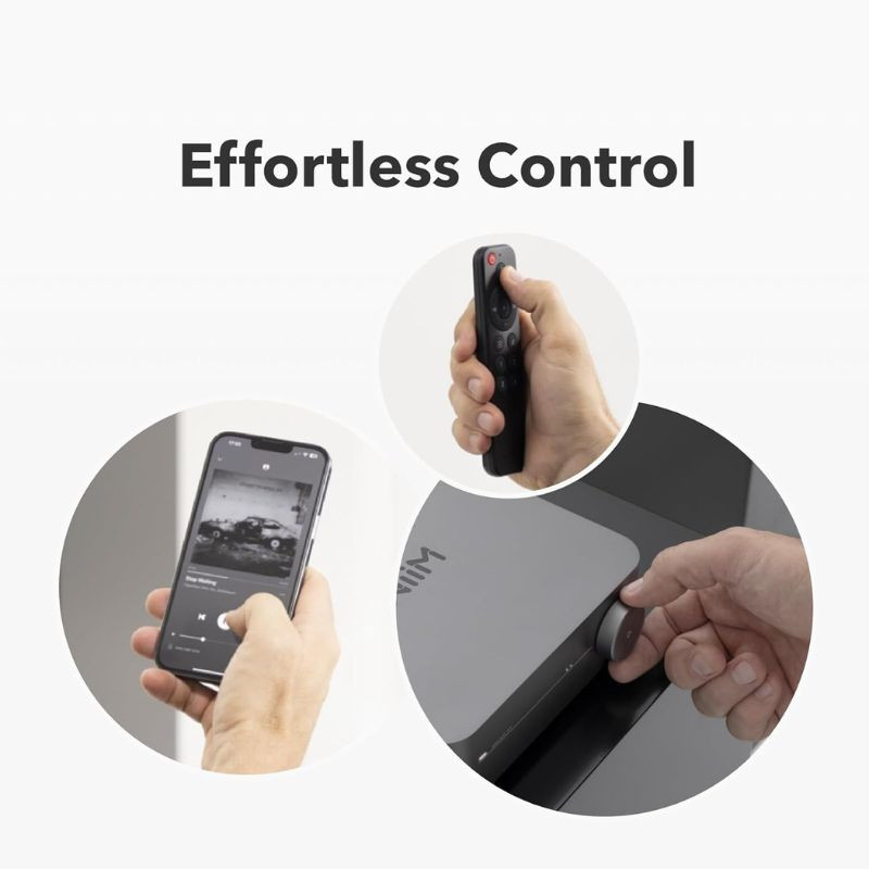 WiiM Amp Pro - Amplificador de sonido Plata, mando a distancia