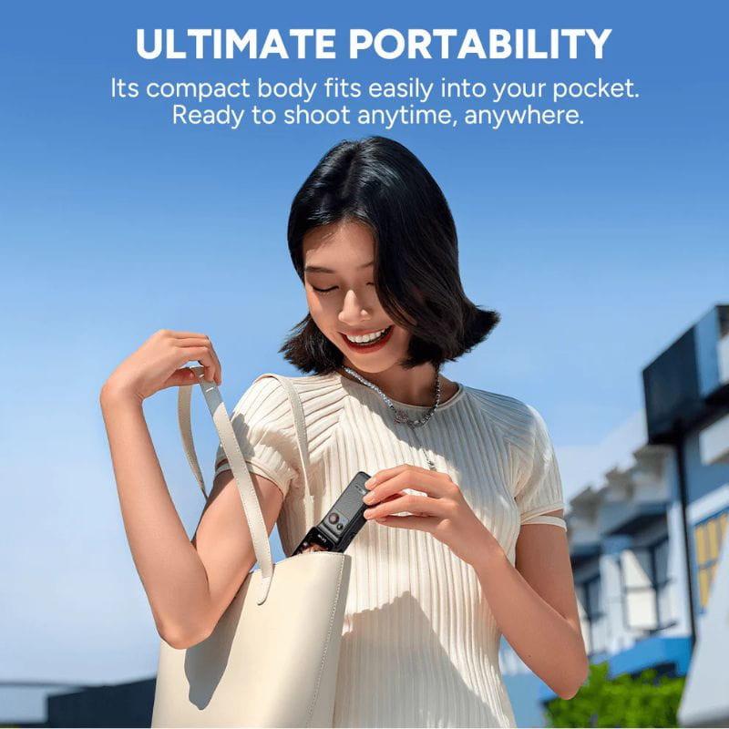 Caméra d'action portable SJCAM C400 Noir, compacte et légère, format de poche, boîtier noir élégant avec lentille frontale, facile à glisser dans un sac