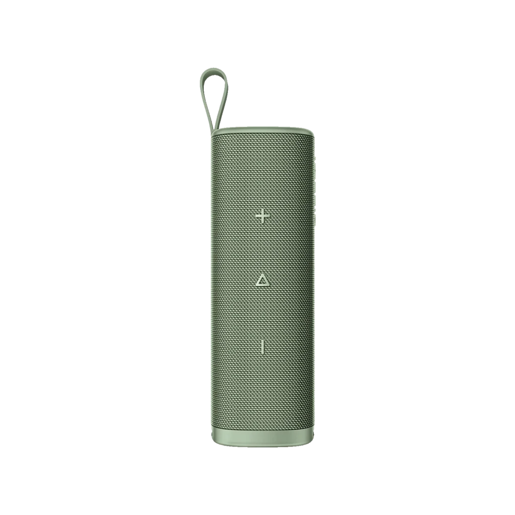 Xiaomi Sound Outdoor 30W Verde, altavoz Bluetooth cilíndrico con rejilla metálica, botones grandes de volumen y reproducción, asa de transporte superior