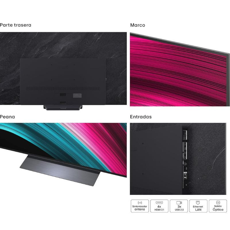 LG AI OLED 42C54LA 42 4K Ultra HD OLED evo com cores vibrantes, contraste profundo e brilho até 50% maior graças ao Brightness Booster e Wi-Fi Smart TV