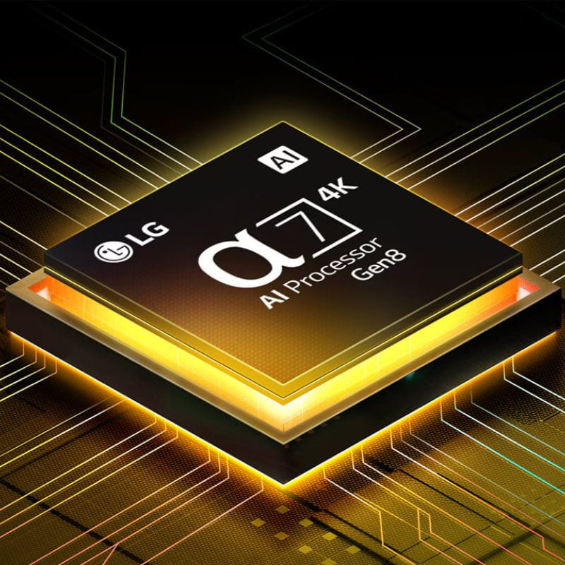 LG 65UA75006LA 65 polegadas 4K Ultra HD LED com cores vibrantes, bordas finas e base dupla; tela ampla para conteúdos detalhados via Wi‑Fi e IA