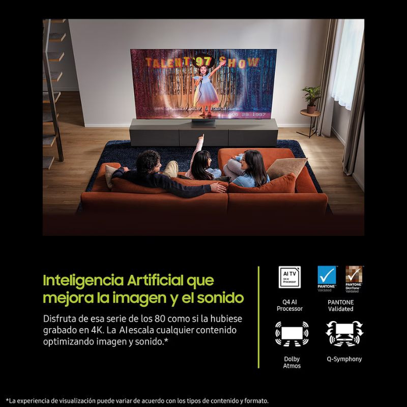 Samsung TQ55Q8FAAU 55" 4K Ultra HD QLED Smart TV Negro con Inteligencia Artificial que mejora imagen y sonido