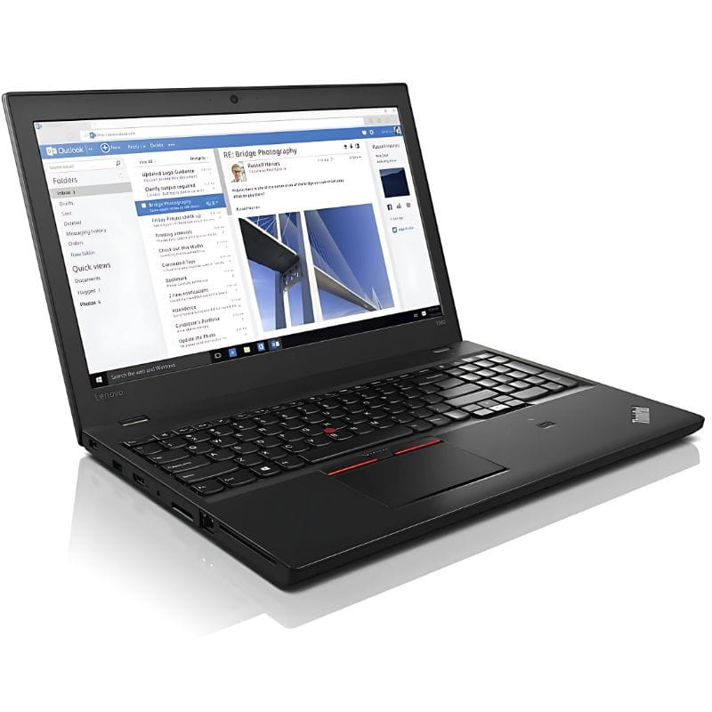 Lenovo ThinkPad T560 15,6 pulgadas, teclado QWERTZ con trackpoint rojo, chasis negro robusto, pantalla antirreflejo, múltiples puertos laterales, renovado