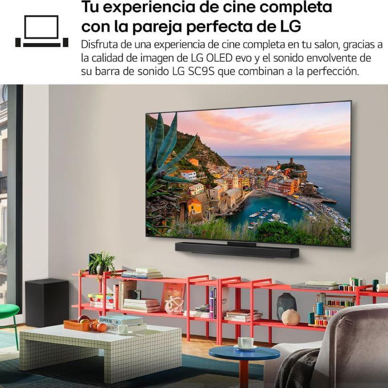 LG AI OLED77C54LA 77 polegadas 4K OLED evo com bordas finas, peana metálica elegante, traseira limpa e entradas laterais: 4x HDMI 2.1, 3x USB, LAN e áudio