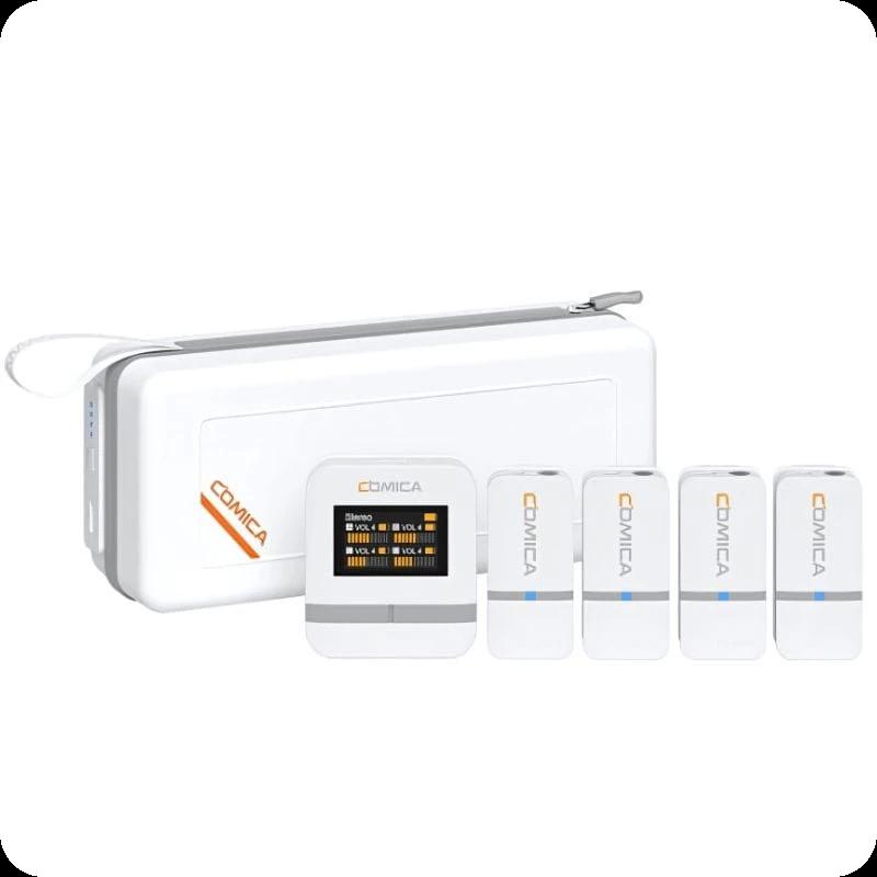 COMICA Vimo Q Microphone Lavalier sans fil à 4 canaux avec suppression du bruit - Blanc