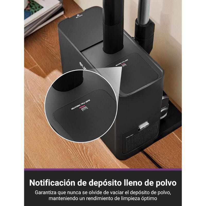 Aspiradora de escoba con estación de vaciado EUREKA Stylus Elite NEC490, aviso de depósito lleno