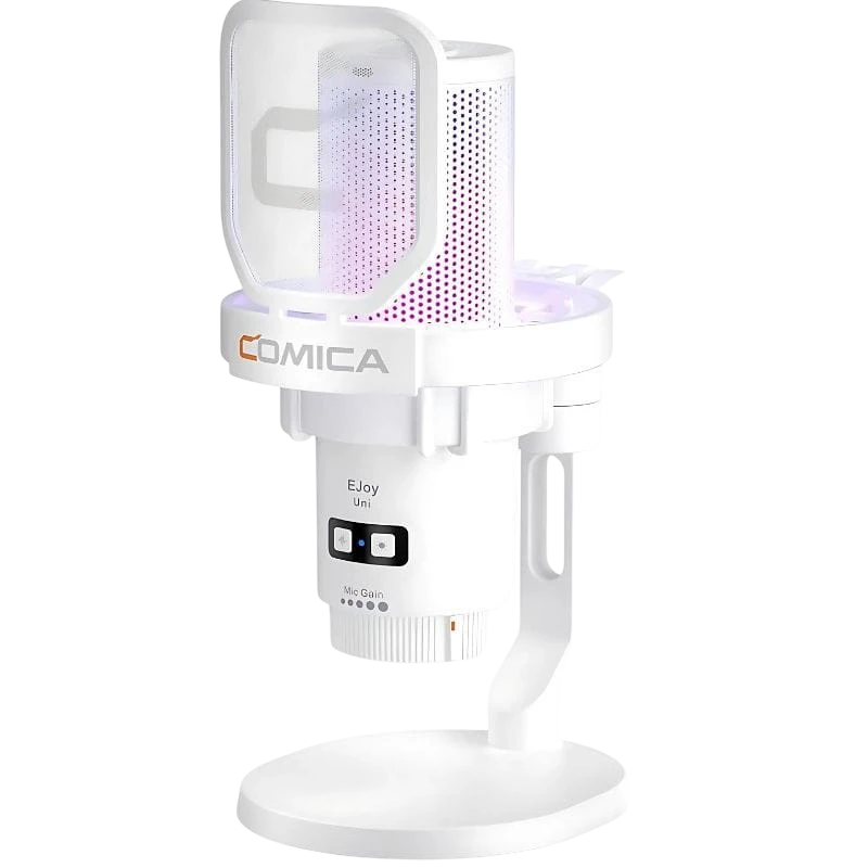 COMICA EJoy Uni Pro(D) Micrófono Inalámbrico de Condensador Cardioide RGB Blanco
