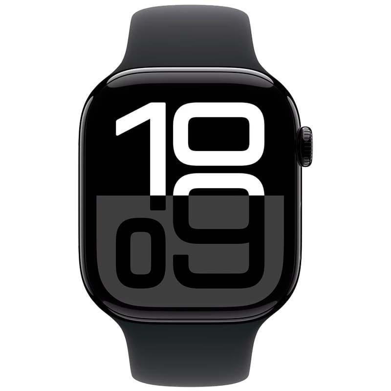 Frontale de Apple Watch Series 10 46 mm Noir avec Bracelet Sport Noir - État Excellent