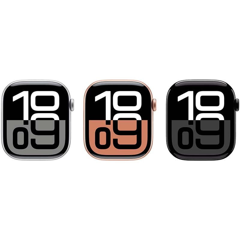 Ecràn de Apple Watch Series 10 46 mm Noir avec Bracelet Sport Noir - État Excellent