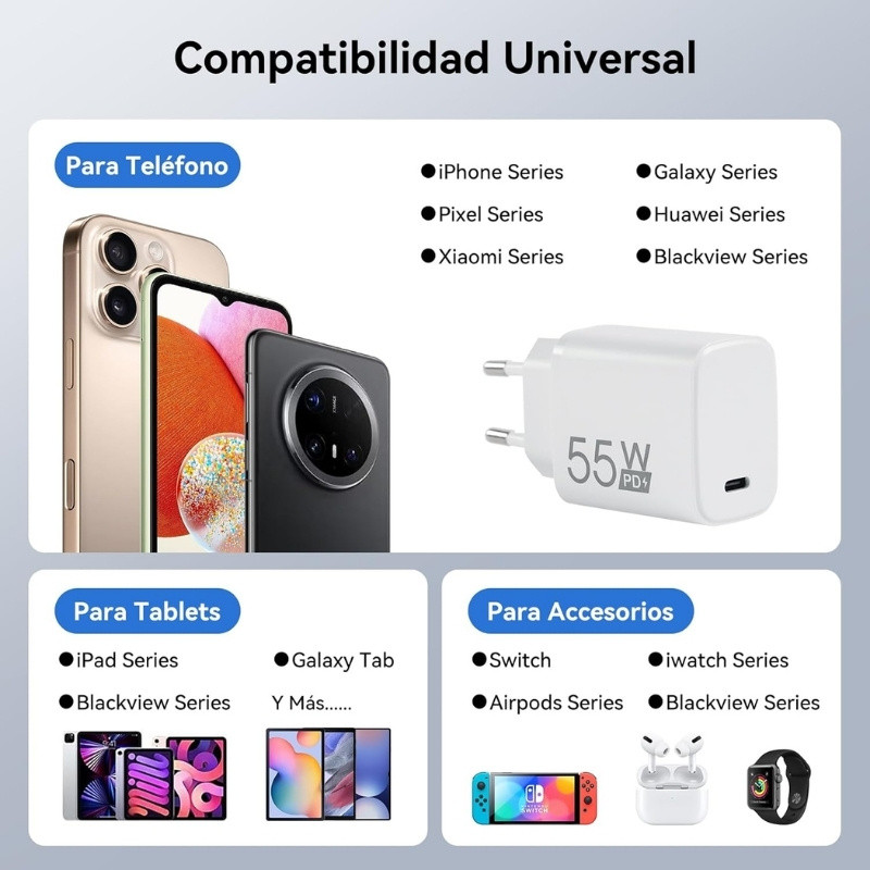 Cargador Blackview 55W Compatibilidad