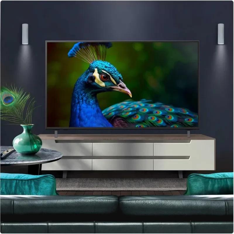 LG 86UA75006LA 86 pulgadas 4K Ultra HD LED con biseles delgados en mueble moderno; pantalla grande con colores vivos y detalle nítido en escenas HDR