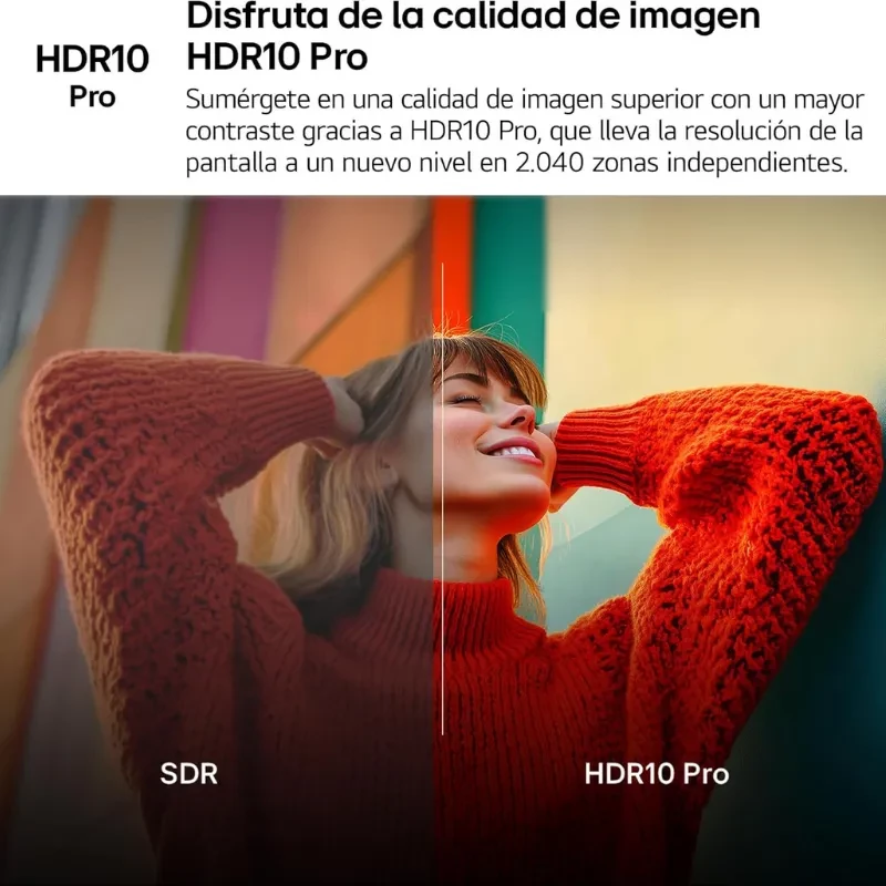 LG 86UA75006LA 86 pulgadas 4K UHD LED con HDR10 Pro, contraste mejorado y color vibrante; compara SDR vs HDR10 Pro en 2040 zonas independientes