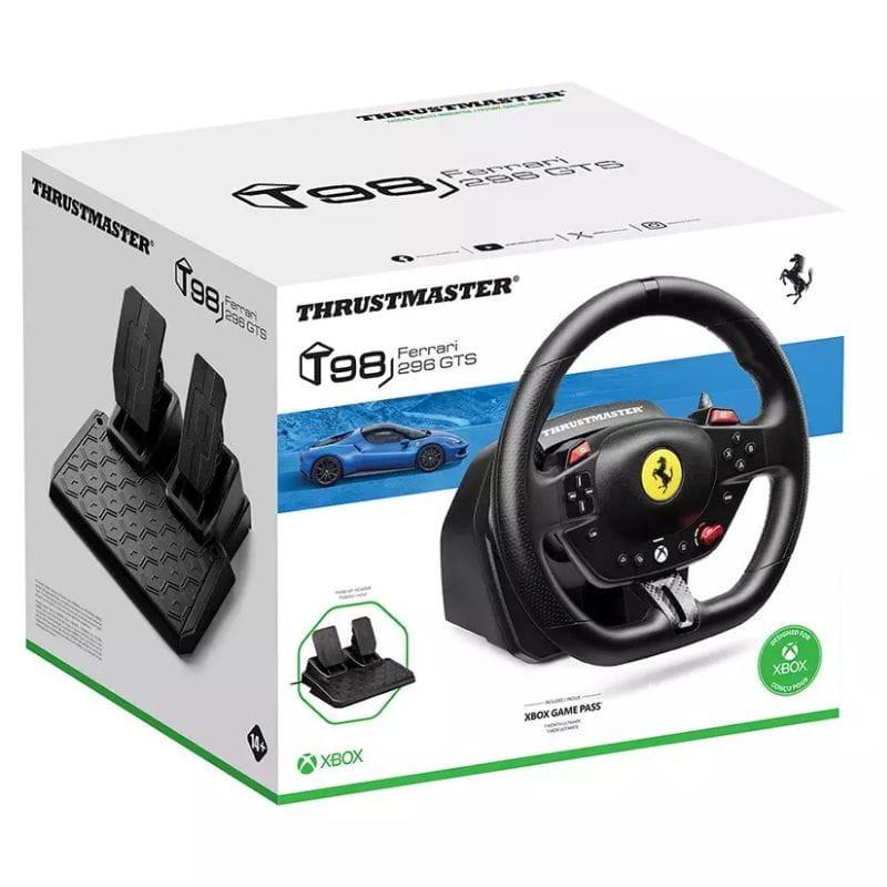 Thrustmaster T98 Ferrari 296 GTS - Xbox Series/PC Volante de simulación con pedalera, caja