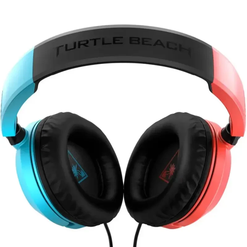 Auriculares Turtle Beach Recon 50 bicolor azul y rojo, diadema acolchada negra con logo, almohadillas circumaurales grandes y cableado para Nintendo Switch