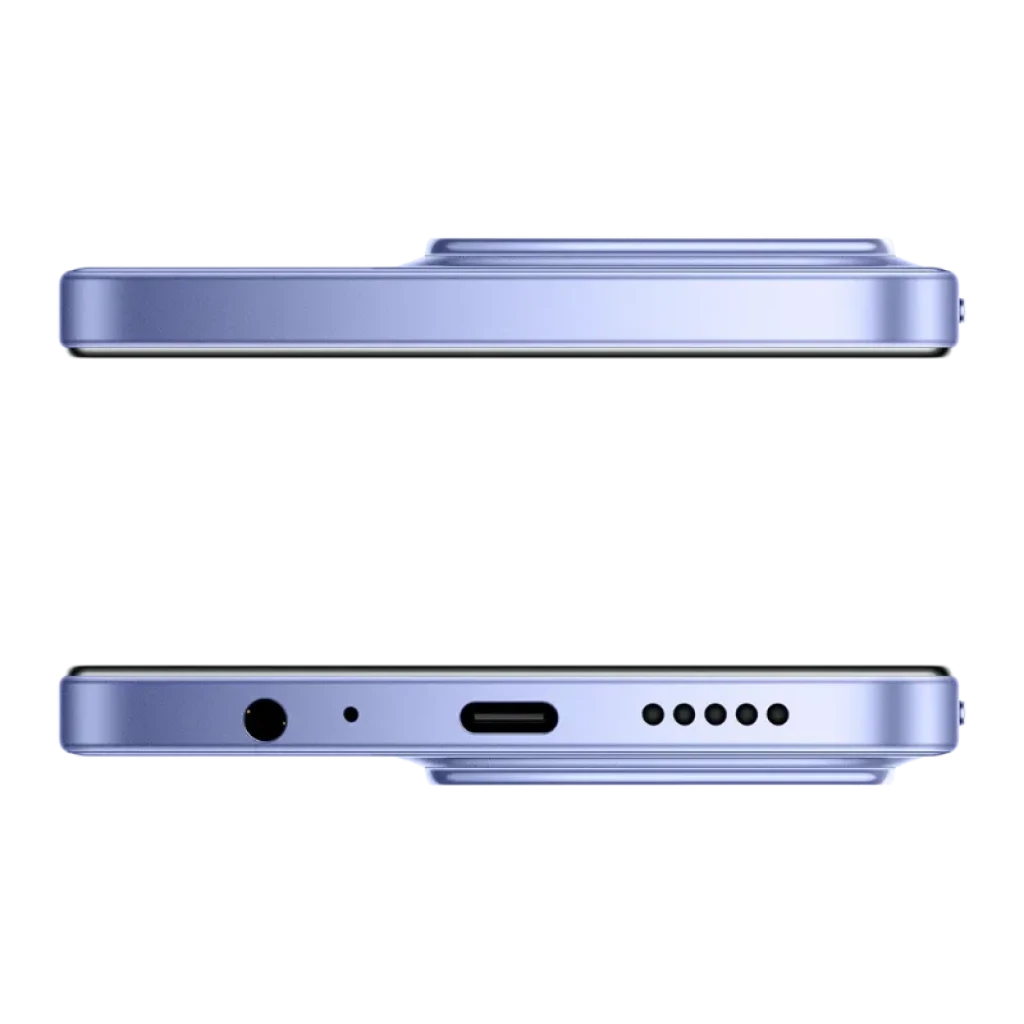 Xiaomi Poco C85 6GB/128GB Lila con bordes planos, módulo de cámara sobresaliente, puerto USB-C, jack 3.5 mm y rejilla de altavoz en acabado lila metálico