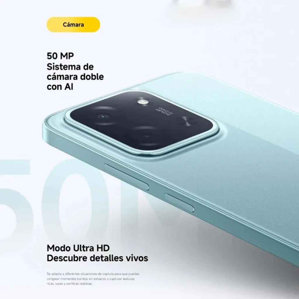 Xiaomi Poco C85 6GB/128GB Lila con módulo de cámara doble 50 MP y AI, acabado mate lila, bordes curvos y lente principal destacada en marco rectangular