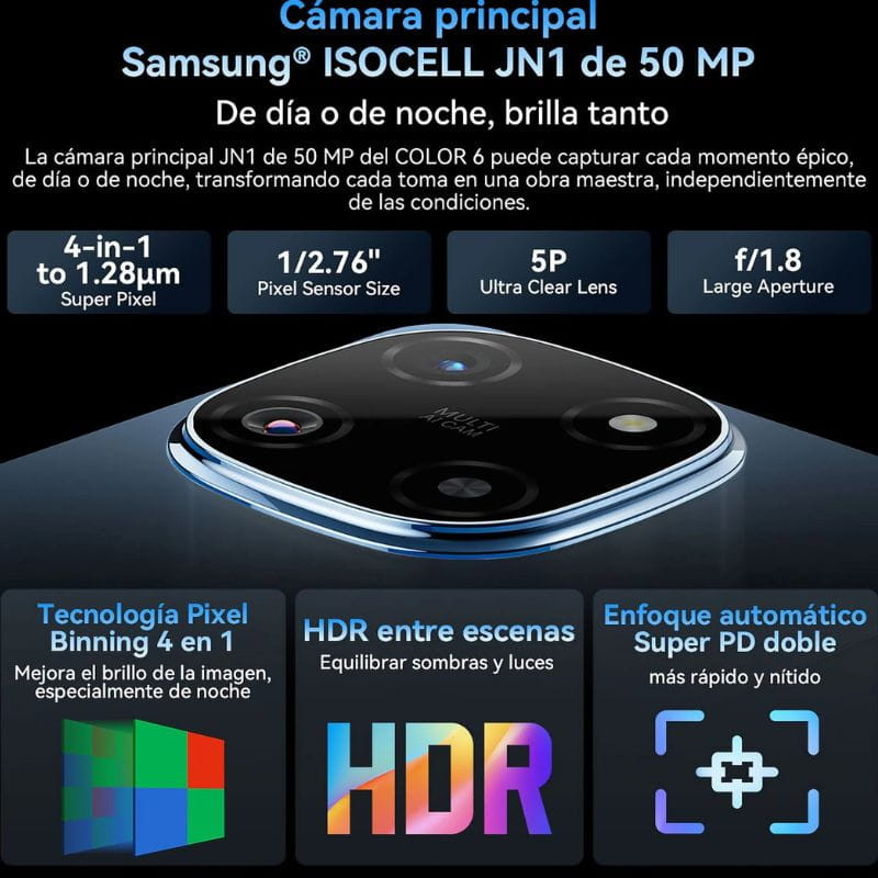 Blackview Color 6 8GB/128GB Azul, características de la cámara