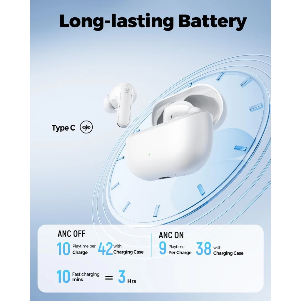 Soundpeats Q3 PRO Blanco - Auriculares Bluetooth con estuche blanco, indicador LED, carga USB-C, diseño in-ear, promesa de batería prolongada y ANC destacado