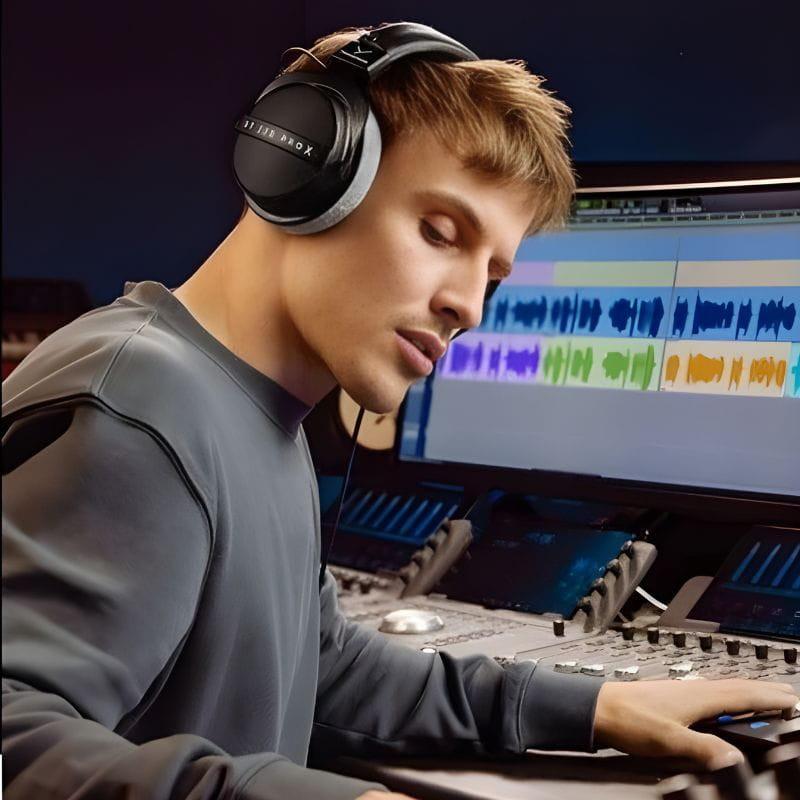 Beyerdynamic DT 770 PRO X casque de studio filaire avec coques noires, arceau rembourré et larges coussinets, câble détachable, design robuste pour mixage