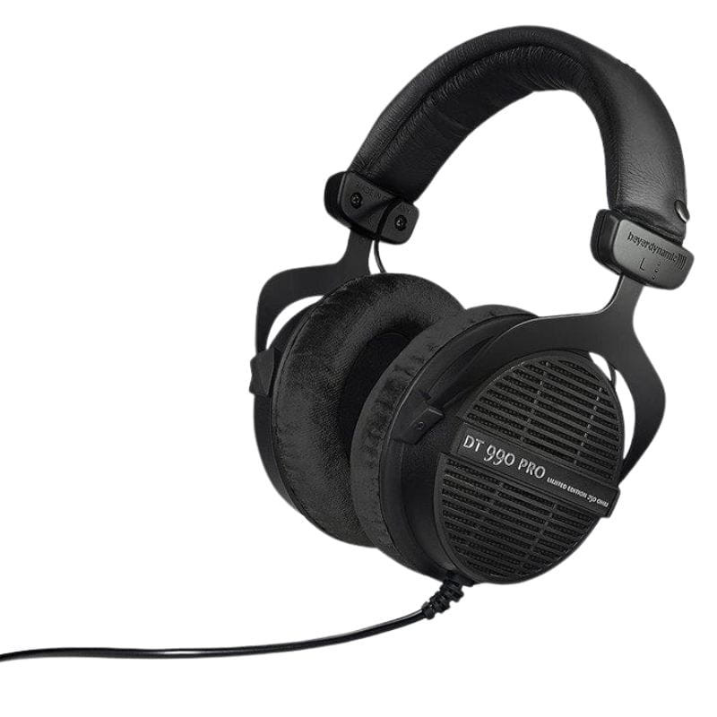 Beyerdynamic DT 990 PRO Black Edition 250 Ω casque studio noir, oreillettes velours, conception ouverte, arceau rembourré, câble unilatéral detachable