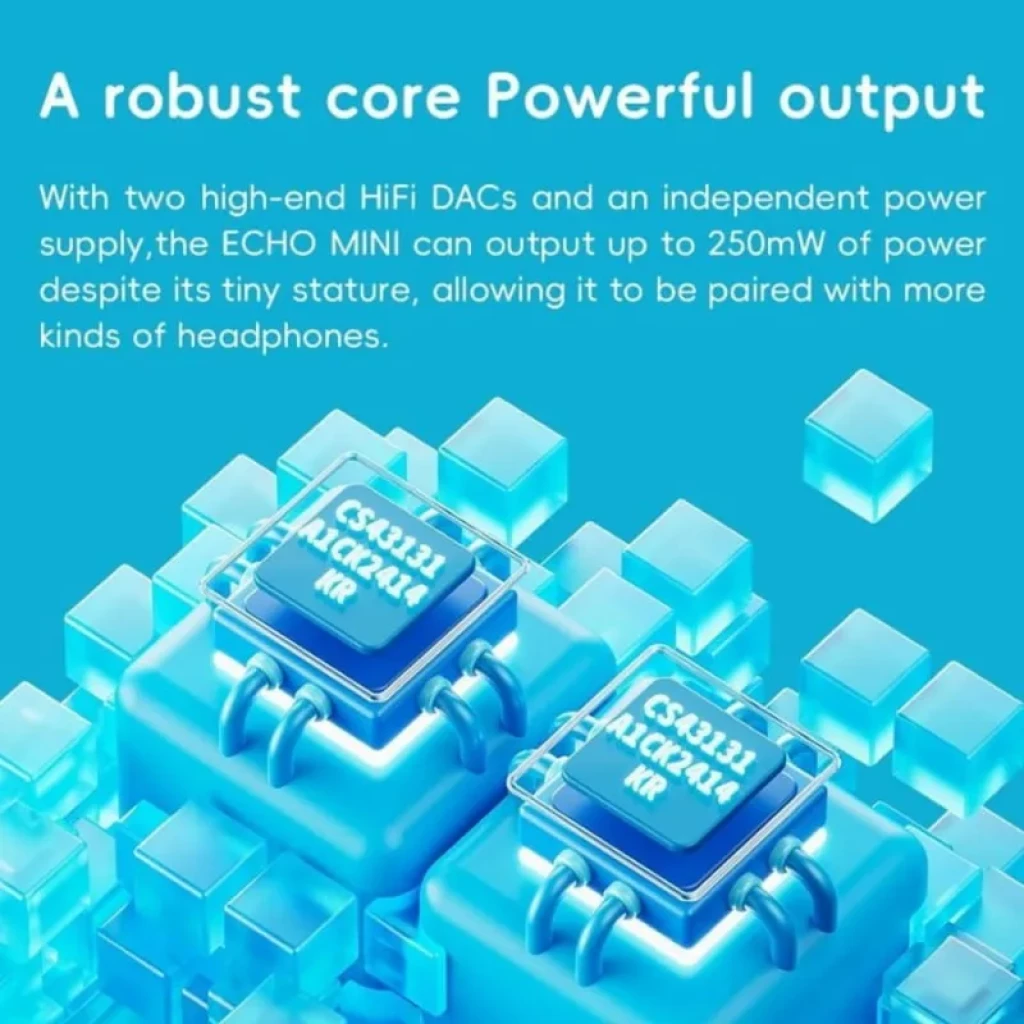 FiiO Snowsky ECHO MINI Negro con dos DACs HiFi y fuente independiente; salida potente de hasta 250 mW en diseño compacto para audífonos variados