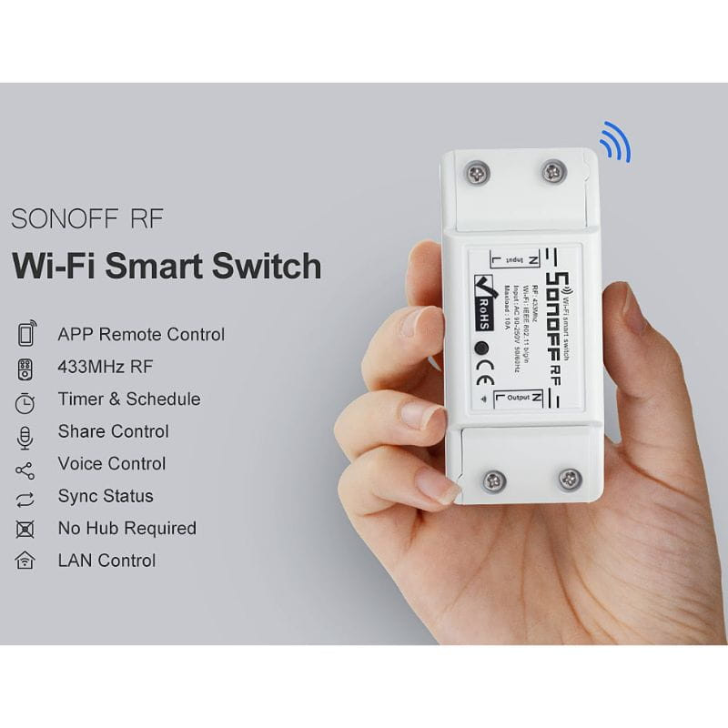 Smart switch WiFi + RF 433 Sonoff RF R2, características