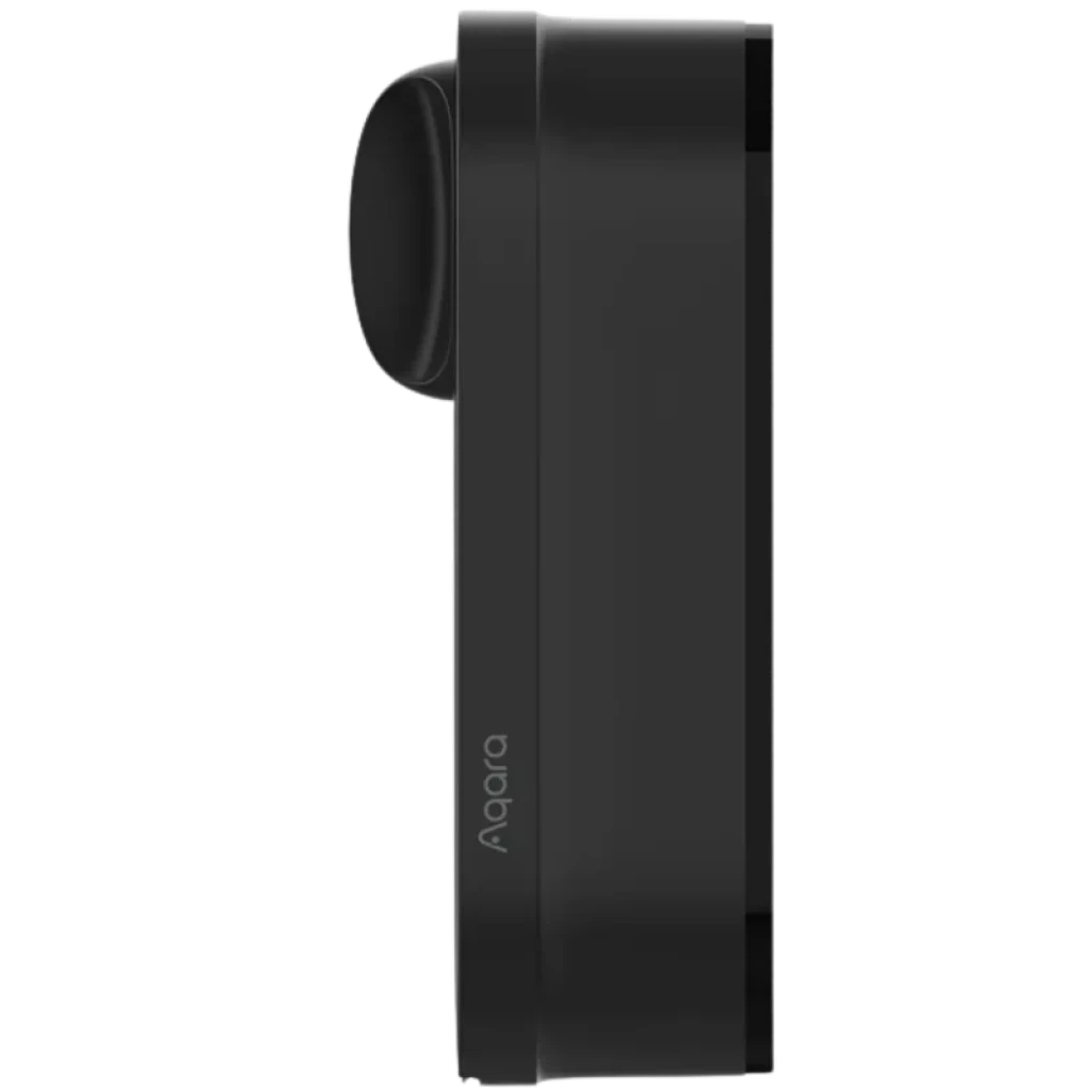 AQARA Smart Lock U200 Lite Preto com corpo preto fosco, perfil fino lateral, botão circular saliente e logotipo Aqara discreto no centro