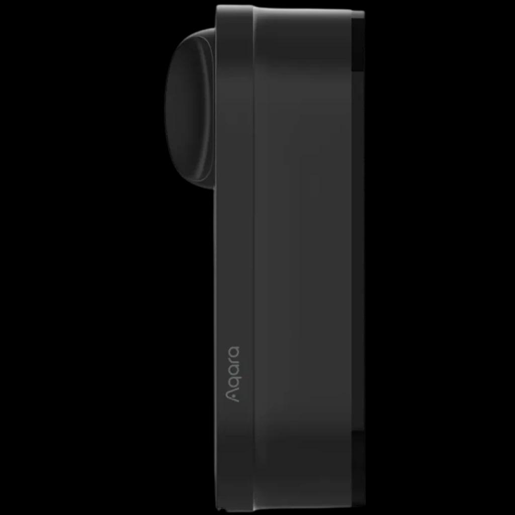 AQARA Smart Lock U200 Lite Preto com corpo preto fosco, perfil fino lateral, botão circular saliente e logotipo Aqara discreto no centro