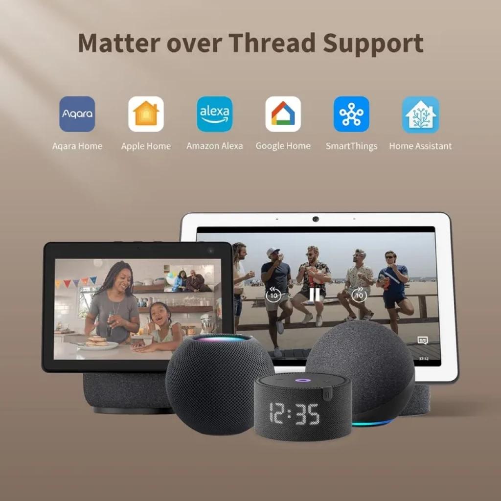 AQARA Smart Lock U200 Lite Preto com compatibilidade Matter over Thread e integração com Aqara Home, Apple Home, Alexa, Google Home e SmartThings