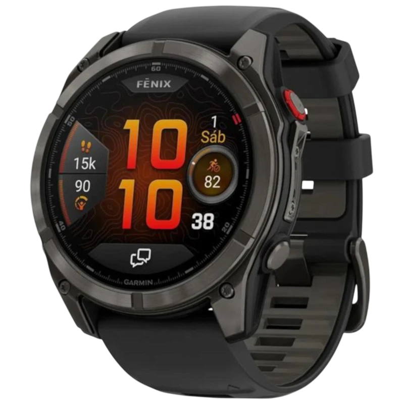 Garmin Fēnix 8 Pro 47 mm AMOLED Zafiro Gris Titanio con correa de Silicona Negra