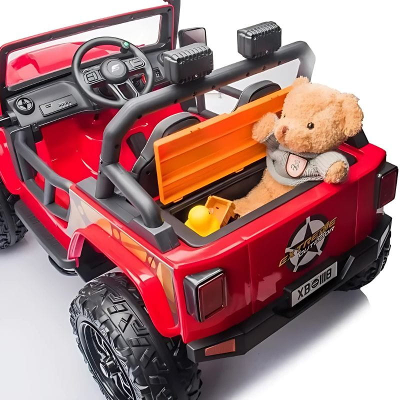 Todo-o-terreno 12V Vermelho - Carro elétrico para crianças, imagem com a bagageira carregada