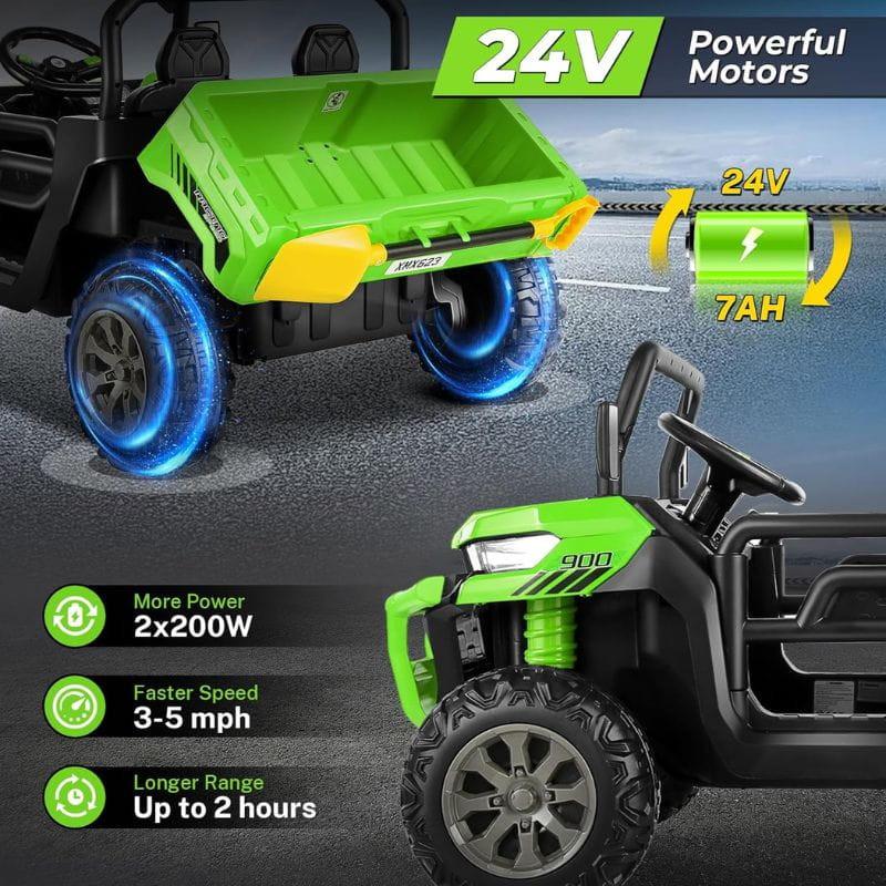 Buggy 24V Verde - Coche eléctrico para niños, con 2 motores