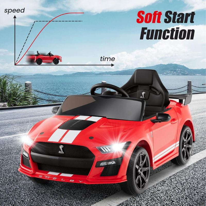 Ford Mustang Shelby GT 500 12V Rojo - Coche eléctrico para niños, con salida progresiva