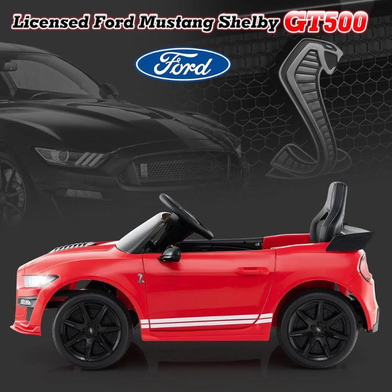 Ford Mustang Shelby GT 500 12V Rojo - Coche eléctrico para niños, con licencia 