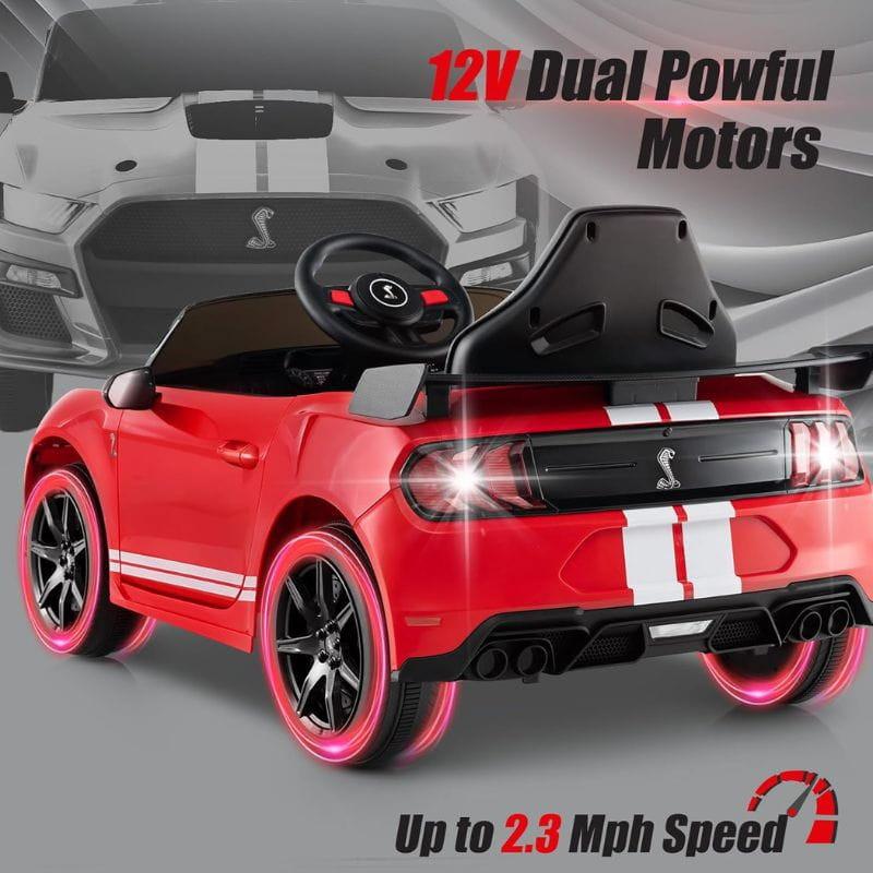 Ford Mustang Shelby GT 500 12V Rojo - Coche eléctrico para niños, con dos motores