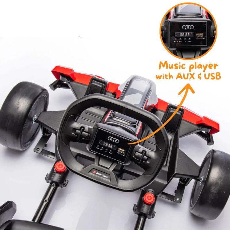 Audi GoKart 24V Rojo - Coche eléctrico para niños, con conectores para música