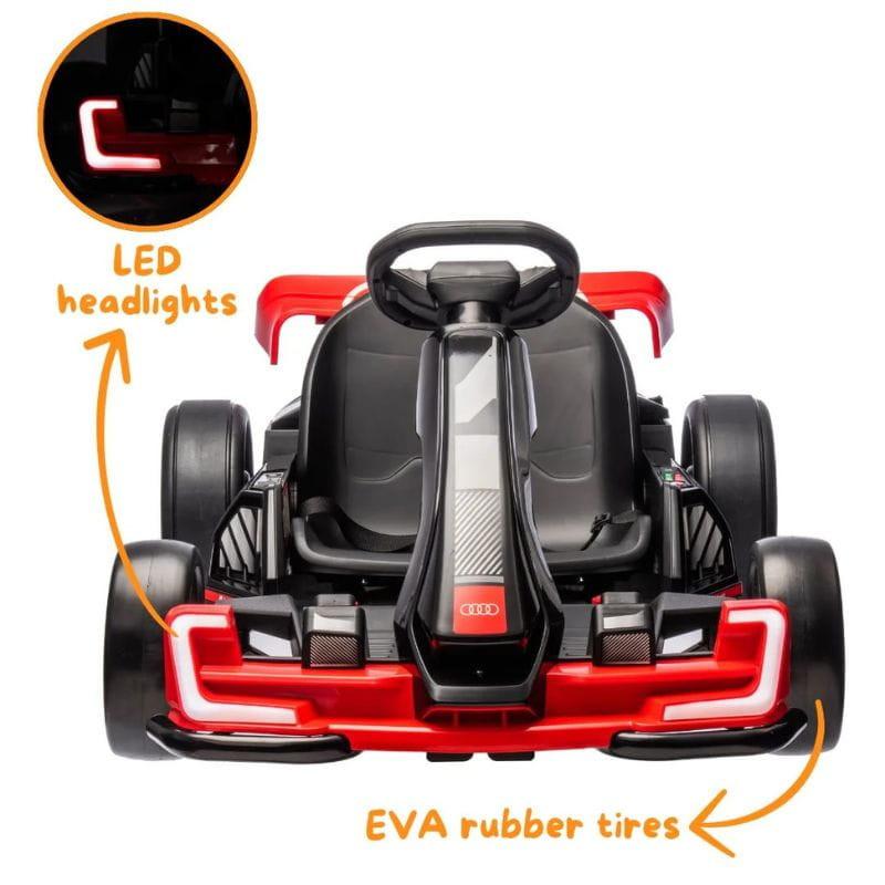 Audi GoKart 24V Rojo - Coche eléctrico para niños, con luces LED delanteras