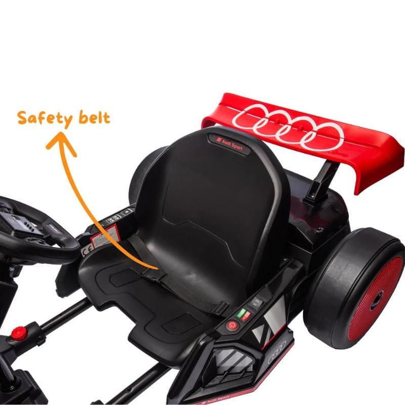 Audi GoKart 24V Rojo - Coche eléctrico para niños, con cinturón de seguridad
