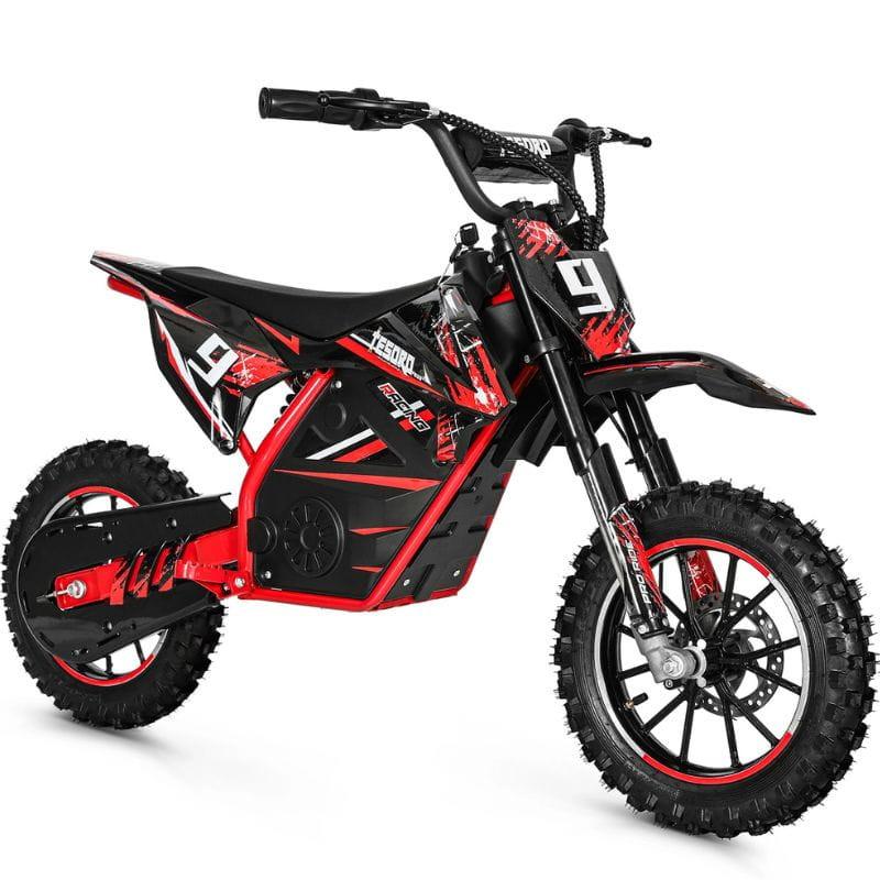 vMoto de Cross 36V Vermelha - Moto elétrica para crianças, imagem lateral frontal