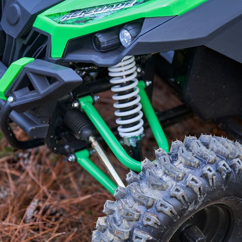Buggy UTV tout-terrain 48 V vert - Voiture électrique pour enfants, image de la suspension avant