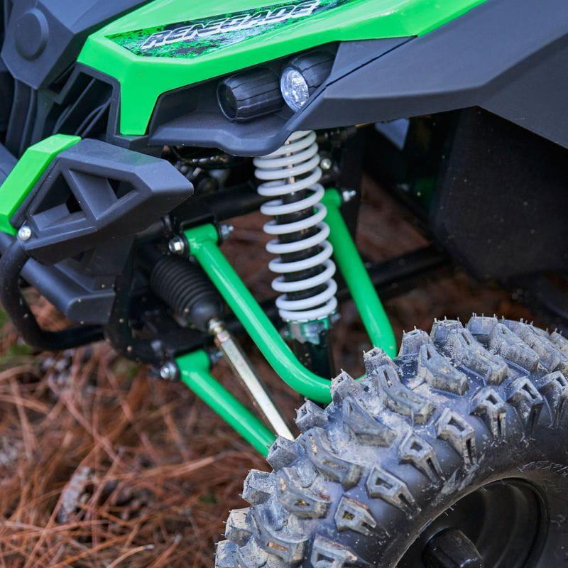 Buggy UTV tout-terrain 48 V vert - Voiture électrique pour enfants, image de la suspension avant