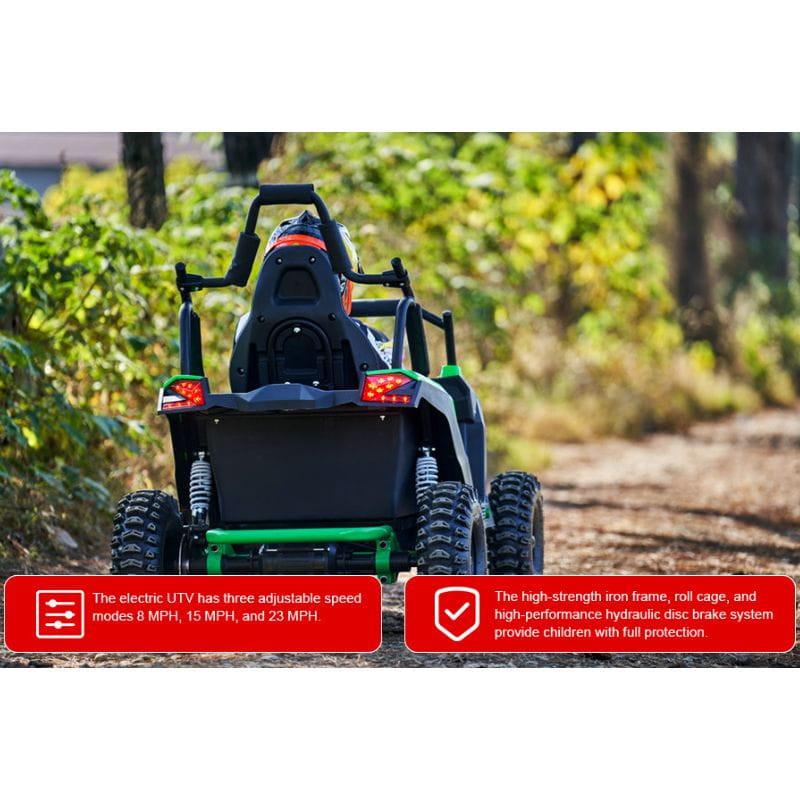 Buggy UTV tout-terrain 48 V vert - Voiture électrique pour enfants, sécurité