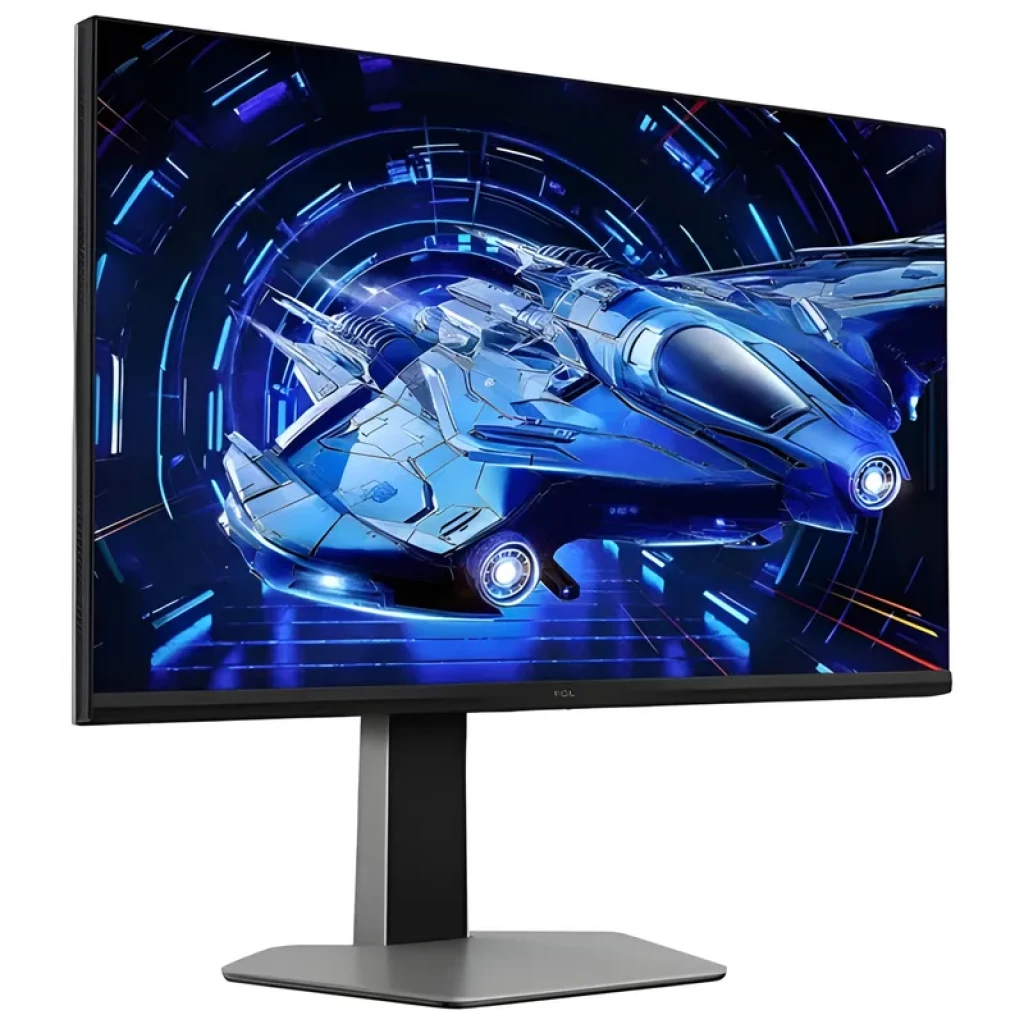 Monitor TCL 25G64 27 pulgadas plata con panel QD-Mini LED, biseles ultrafinos, soporte ajustable, frecuencia 300Hz y compatibilidad FreeSync