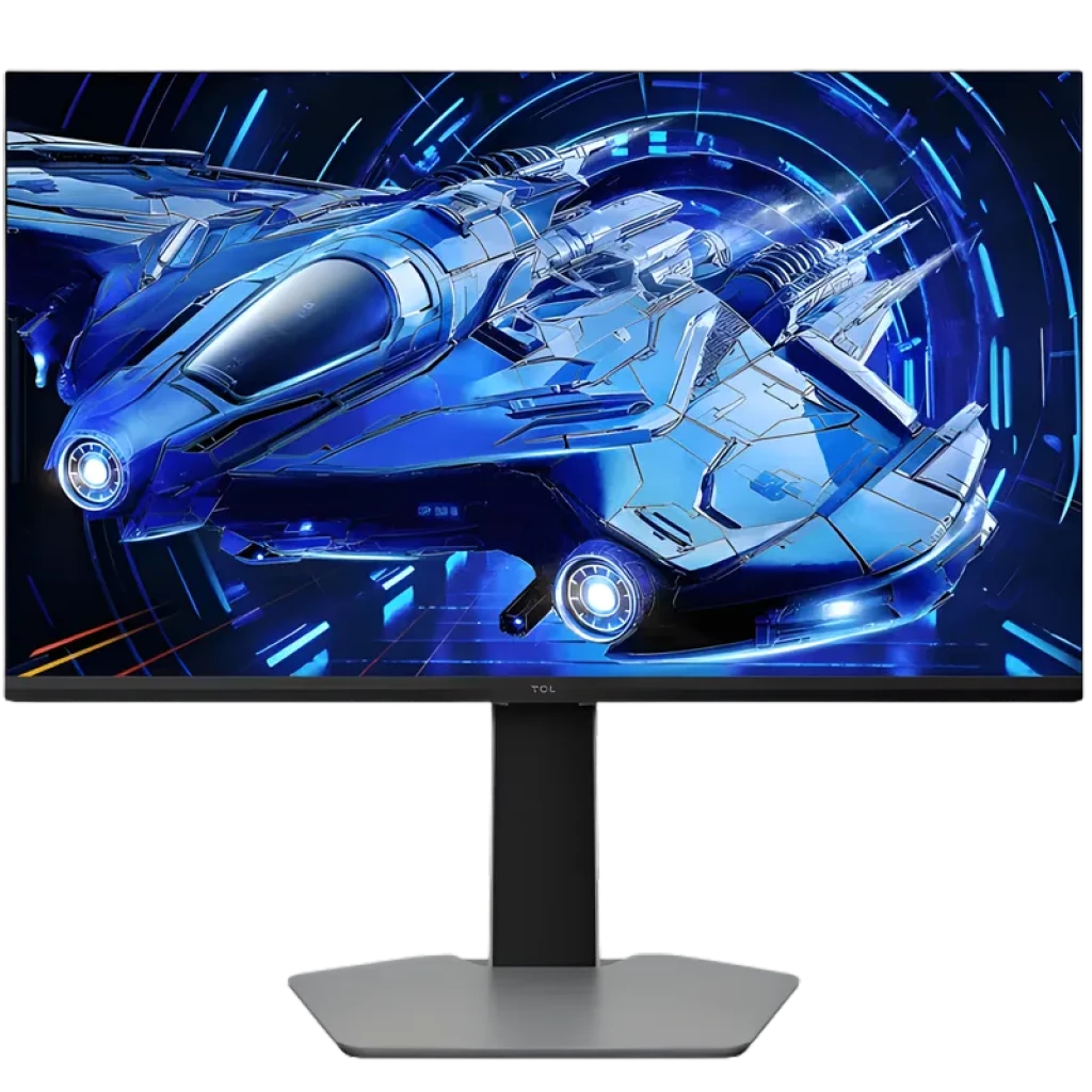 TCL 25G64 27 pulgadas QD‑Mini LED 180 Hz FreeSync, biseles ultrafinos, panel plano vibrante, soporte metálico ajustable en color plata