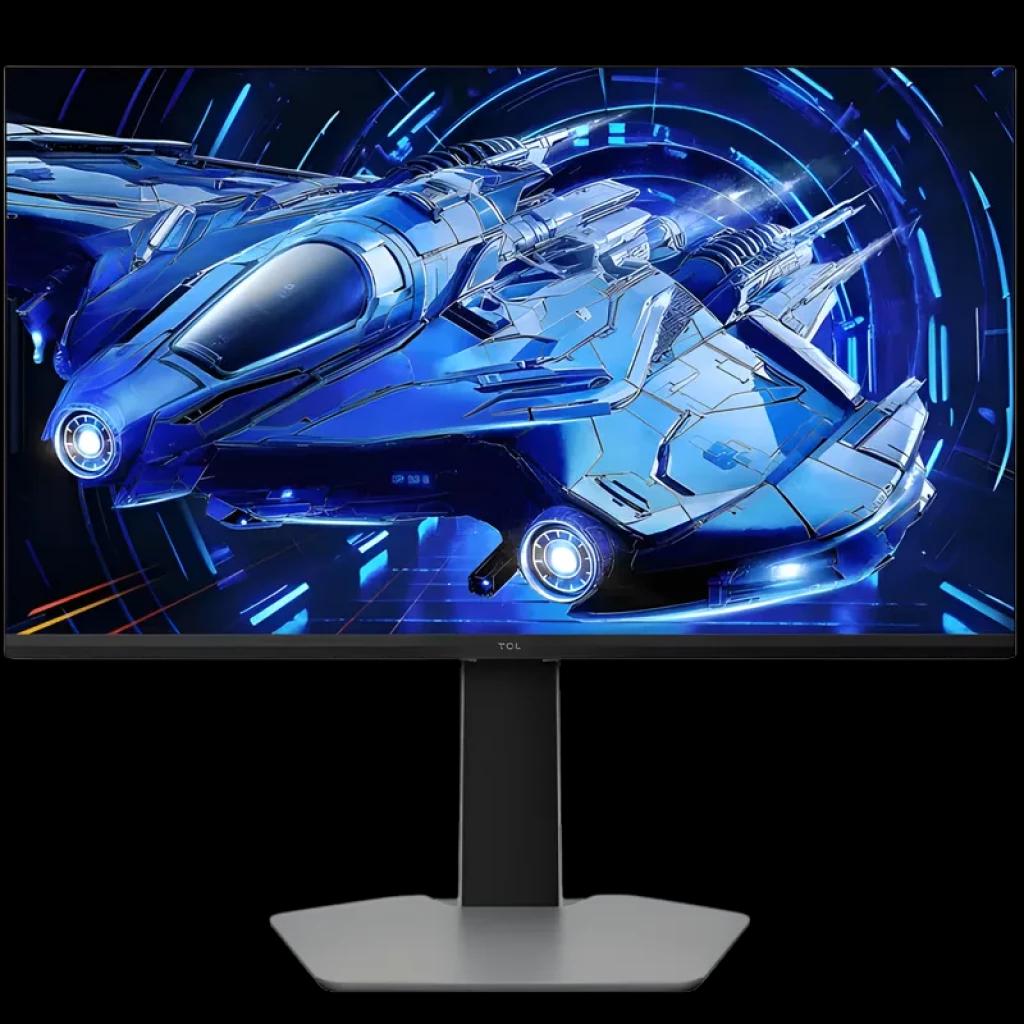 TCL 25G64 27 pulgadas QD‑Mini LED 180 Hz FreeSync, biseles ultrafinos, panel plano vibrante, soporte metálico ajustable en color plata