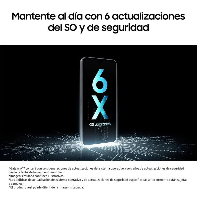 Samsung Galaxy A17 4G 8GB/256GB Gris, características de las actualizaciones del sistema operativo