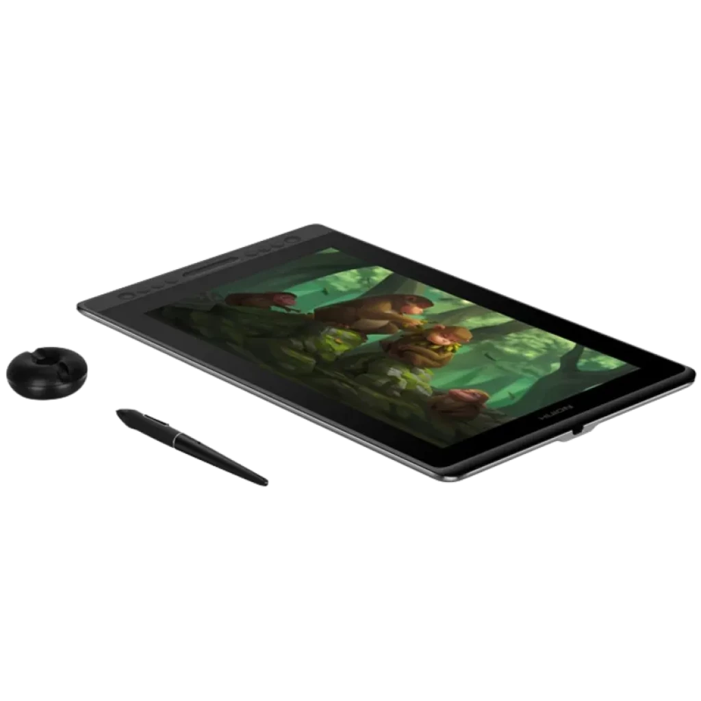 Huion Kamvas Pro 16 GT156 tableta gráfica con pantalla laminada IPS 15,6 Full HD, lápiz sin batería y soporte para puntas, diseño delgado y biseles negros