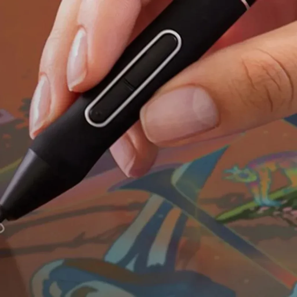 Huion Kamvas 22 Plus GS2202: lápiz digital con dos botones sobre pantalla Full HD 21.5 pulgadas, trazo preciso y sensible ideal para ilustración y diseño